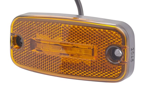 Lumina delimitare stanga dreapta, galben, LED, inaltime 21mm; latime 111mm; adancime 51mm, surub fixare orizontala, lungime cablu 500mm, 24V (IP5K9K)