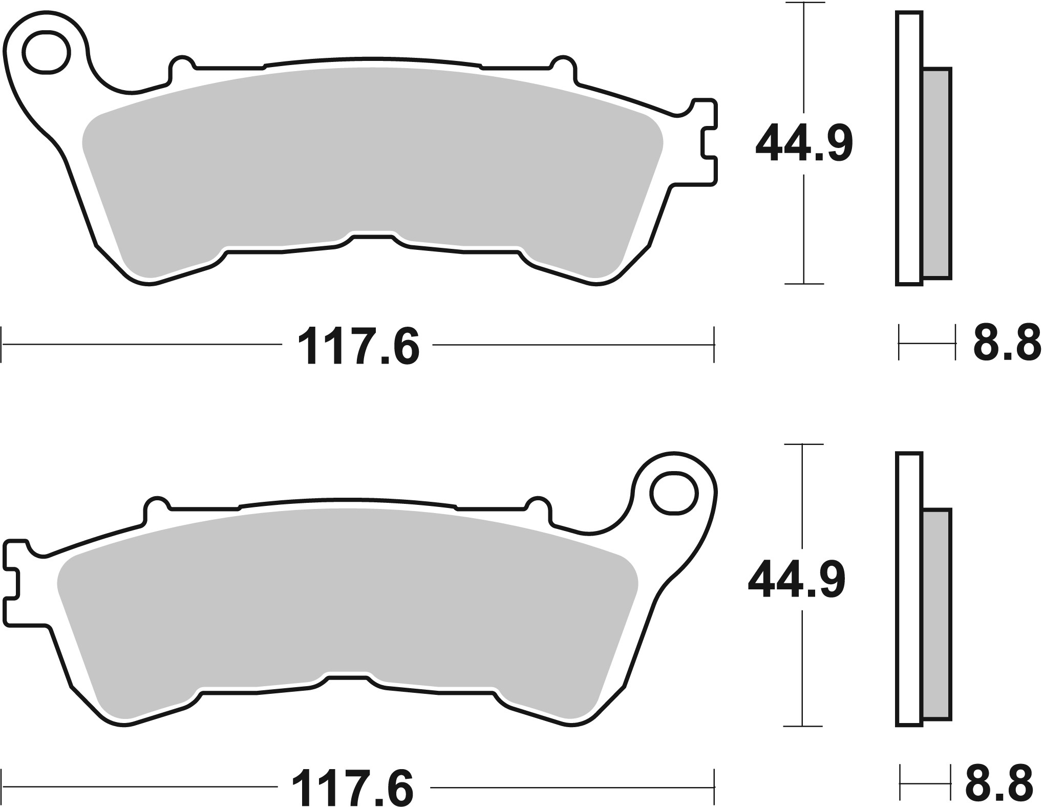 BREMBO sada brzdových destiček, kotoučová brzda HARLEY DAVIDSON XL 883N (IRON), 883L (SP. LOW), 1200X (FORTY EIGHT), 1200V (SP. SEVENTY TWO) 14-15, HONDA CB 600FA (HORNET ABS), 600F (HORNET), 1100 07-15, CBF 1000A (ABS), 600S, 500A (ABS), 1000, 600N 04-13