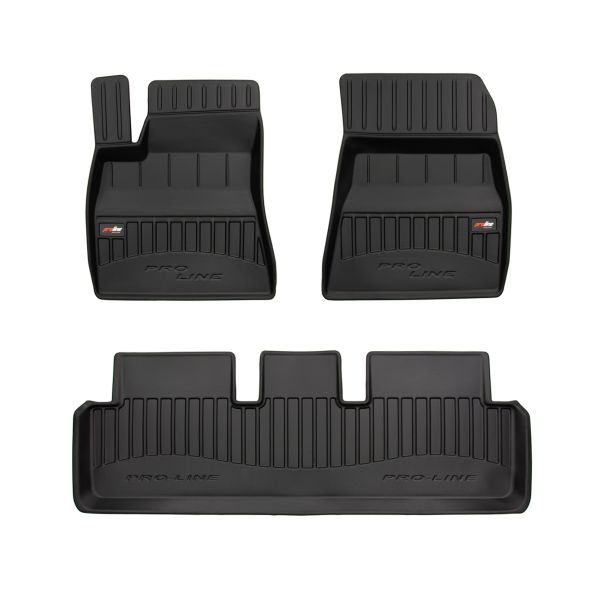 Set Covorase Auto Si Tavita Portbagaj TESLA MODEL 3 (5YJ3) din 2017-2019, Cauciuc, Protectie Porbagaj, 4x Stickere auto cu TESLA