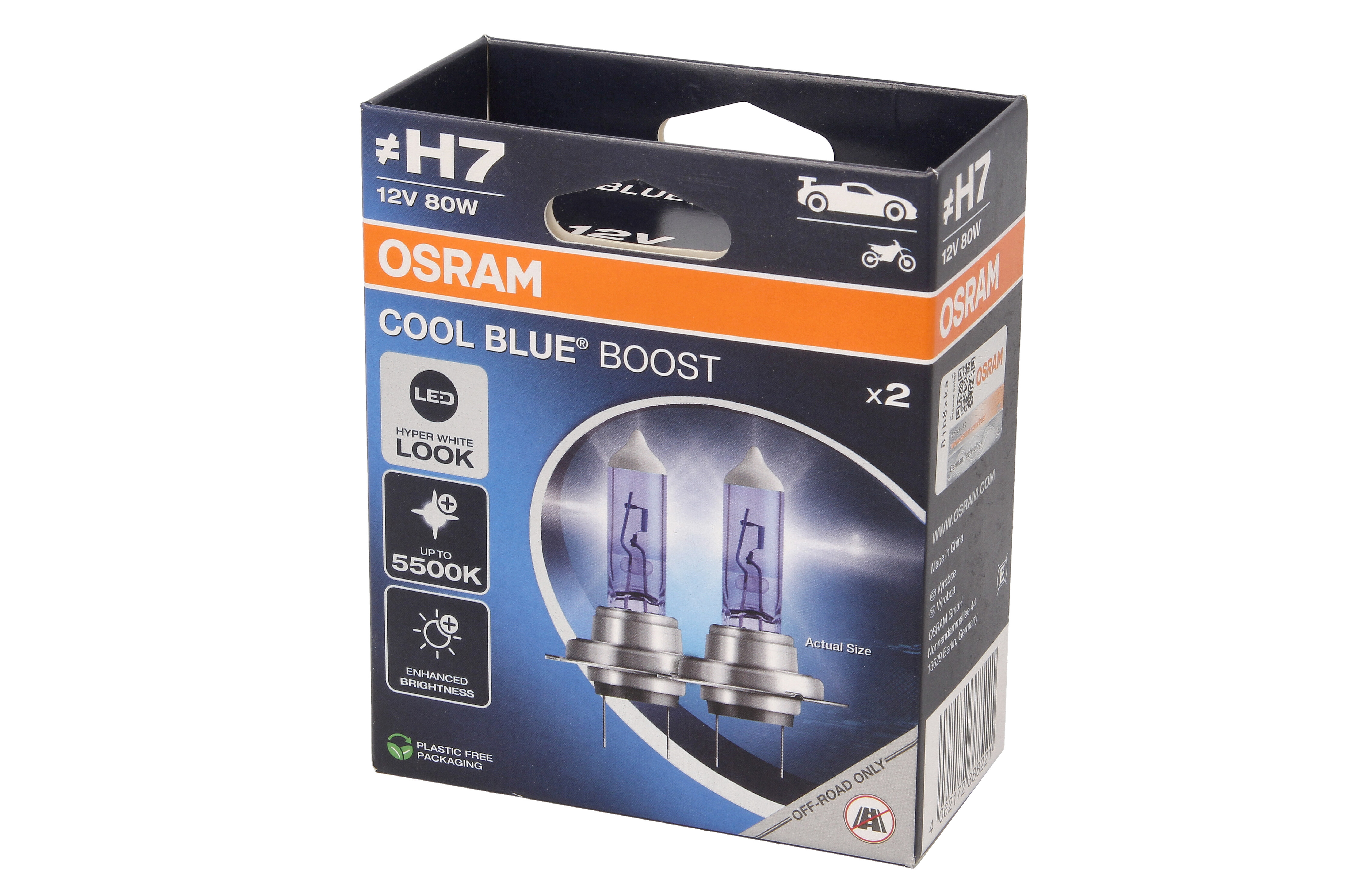 Автолампа галогенова 80W H7 12V 80W 5500K PX26D / COOL BLUE® BOOST - БІЛО-БЛАКИТНЕ СВІТЛО, OSRAM (62210CBB-2HB) osram фото 4