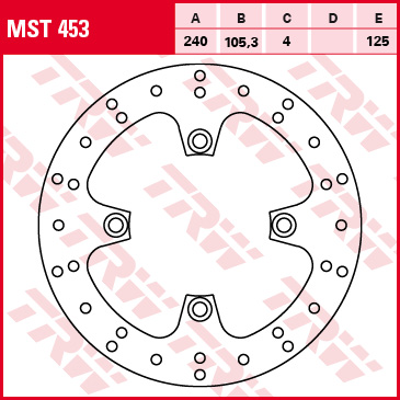 TRW MOTO brzdový kotouč HONDA FES 250 (FORESIGHT), 150 (PANTHEON), 125 (S-WING), 125 2T (PHANTEON), 125 4T (PHANTEON), 125A ABS (S-WING), 150 (S-WING) 98-13, FJS 600 (SILVER WING) 01-06, JAZZ 250 01-04, NSS 250 EX (FORZA ABS), (FORZA), EX (FORZA) 05-13, P