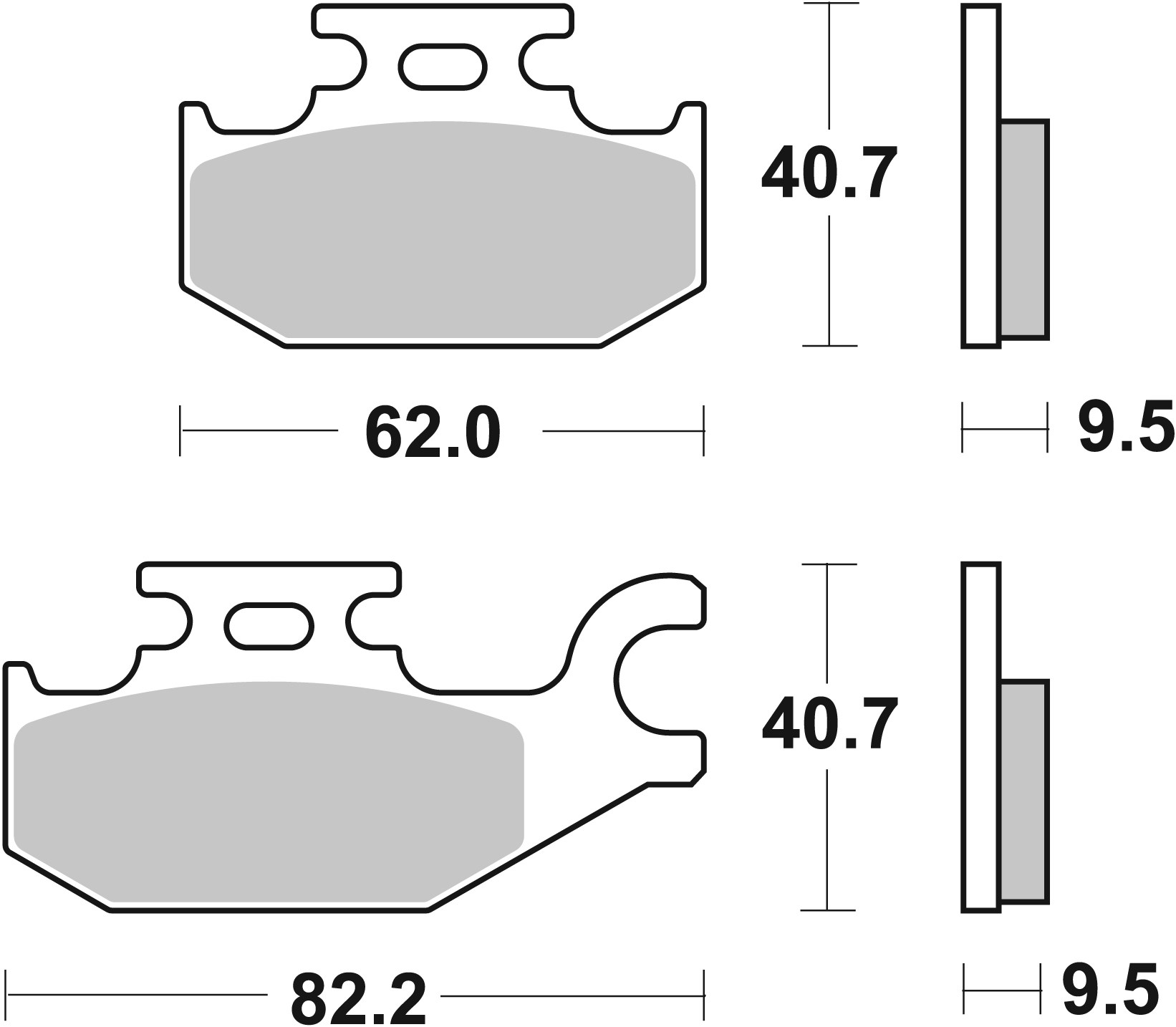 BREMBO sada brzdových destiček, kotoučová brzda BOMBARDIER OUTL. 400 (MAX), 4WD 03, CANNONDALE BLAZE 440 02-03, CANNIBAL 400 (BLACK), (SILVER) 02-03, FX 400 01, GLAMIS 440, MOTO 440 02-03, SPEED 440 02-03, KAWASAKI KFX 450 R (KSF) 08-11, SUZUKI UH 125 (BU