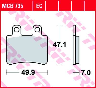 TRW MOTO sada brzdových destiček, kotoučová brzda DERBI SENDA 125 SM 04-06, PEUGEOT SATELIS 125 (COMP.) 06-12, YAMAHA DT 50 X (SUPERMOTARD), R 02-10, XT 125 R, X 05-12 (B0068NPA80, FDB2128AG, VIC-P10757)