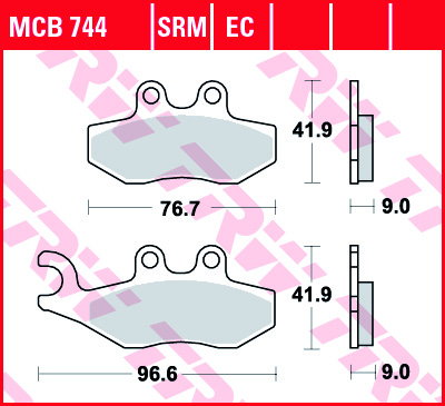 TRW MOTO sada brzdových destiček, kotoučová brzda APRILIA SR 50AC (MOTARD), 125 (MAX 4T), 125 (MOTARD 4T) 11-16, SPORTCITY 50 2T, 125 (ONE), 50 4T 08-13, BETA ALP 350 (4.0), 125 4T, 200 04-05, RR 50 MOTARD (RACING EDITION), 125 4T, 125 4T (ENDURO) 06-08,