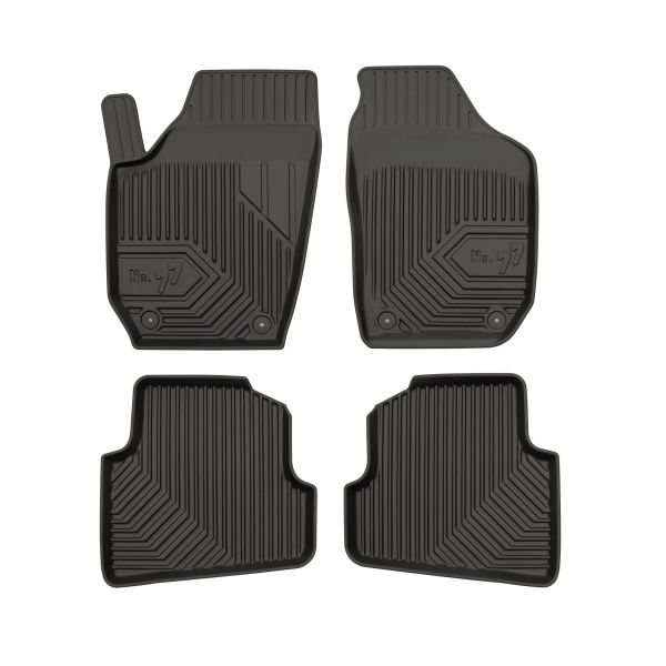 Set 5 covorase auto Volkswagen POLO IV (9N_, 9A_) din 2009-2015, cu covoras tunel median, cauciuc, 4x Stickere auto cu Volkswagen
