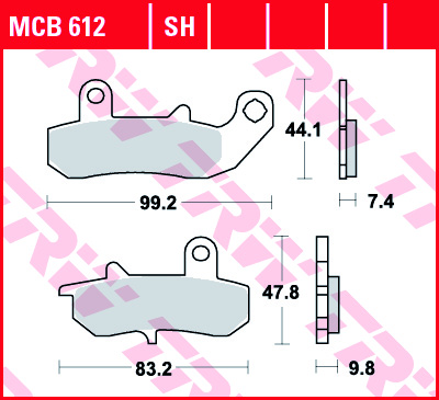 TRW MOTO sada brzdových destiček, kotoučová brzda SUZUKI DR 650 RS, R (DAKAR), SE, RSE, RE, R 90-17 (B0053APG7O, MCB612LF, MCB612SM)