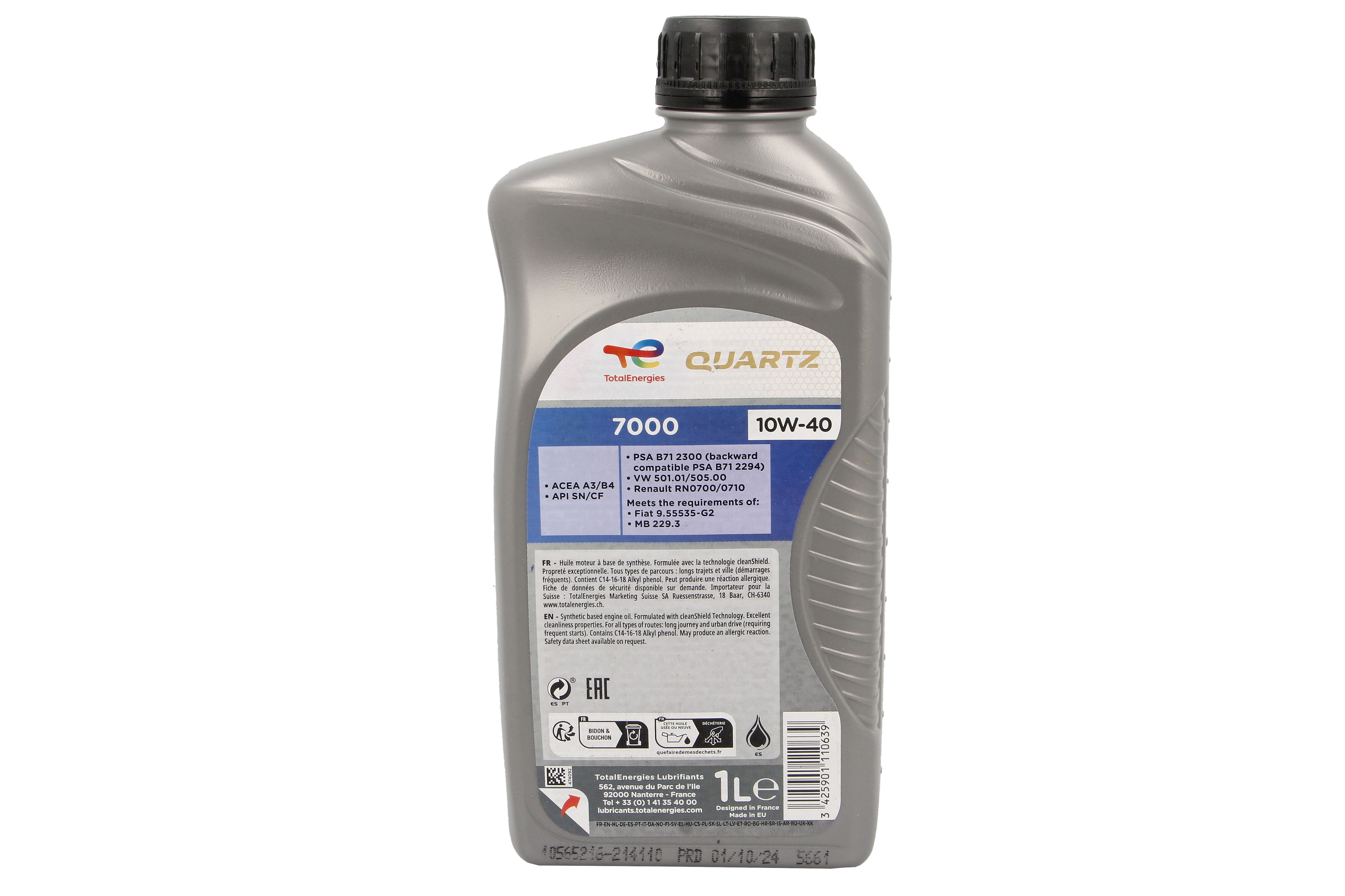 Моторна олива Quartz (1L) 10W40 , FIAT 9.55535 G2, MB 229.3, PSA B71 2294, PSA B71 2300, RENAULT RN 0710, VW 501.01, VW 505.00 фото 5