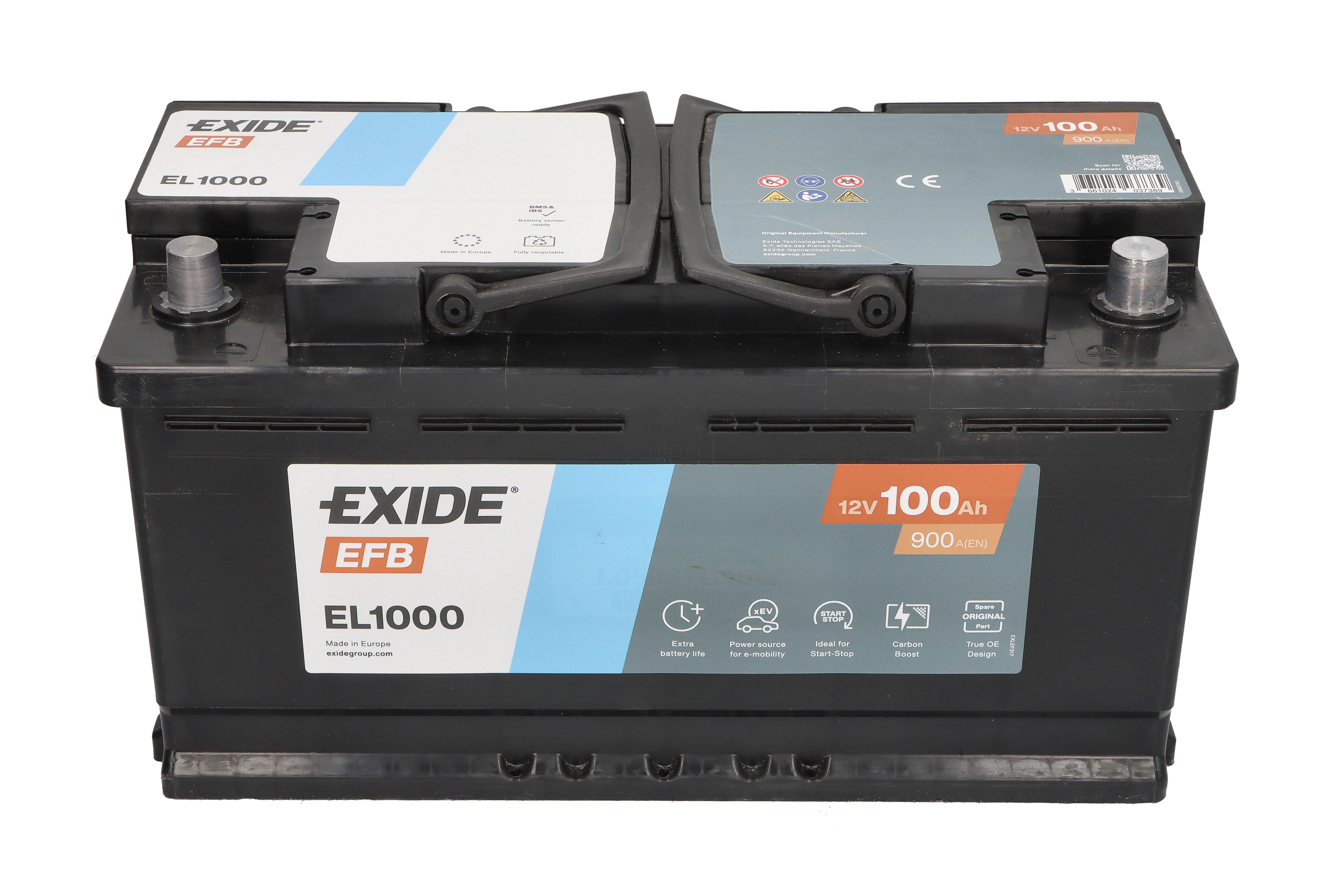 Акумуляторна батарея 100Ah/900A (353x175x190/+R/B13) (Start-Stop EFB) Exide фото 5