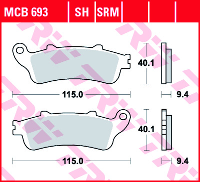 TRW MOTO sada brzdových destiček, kotoučová brzda APRILIA ETV 1000 (CAPO NORD) 01, RS 50 06-08, RSV 1000 R (FACTORY), R, R (MILLE), (MILLE), SP 97-04, SL 1000 (FALCO) 00, TUONO 50, 1000R 04-06, BENELLI TNT 1130 04, TORNADO 900, 899S, 900RS (TRE), 900 (TRE