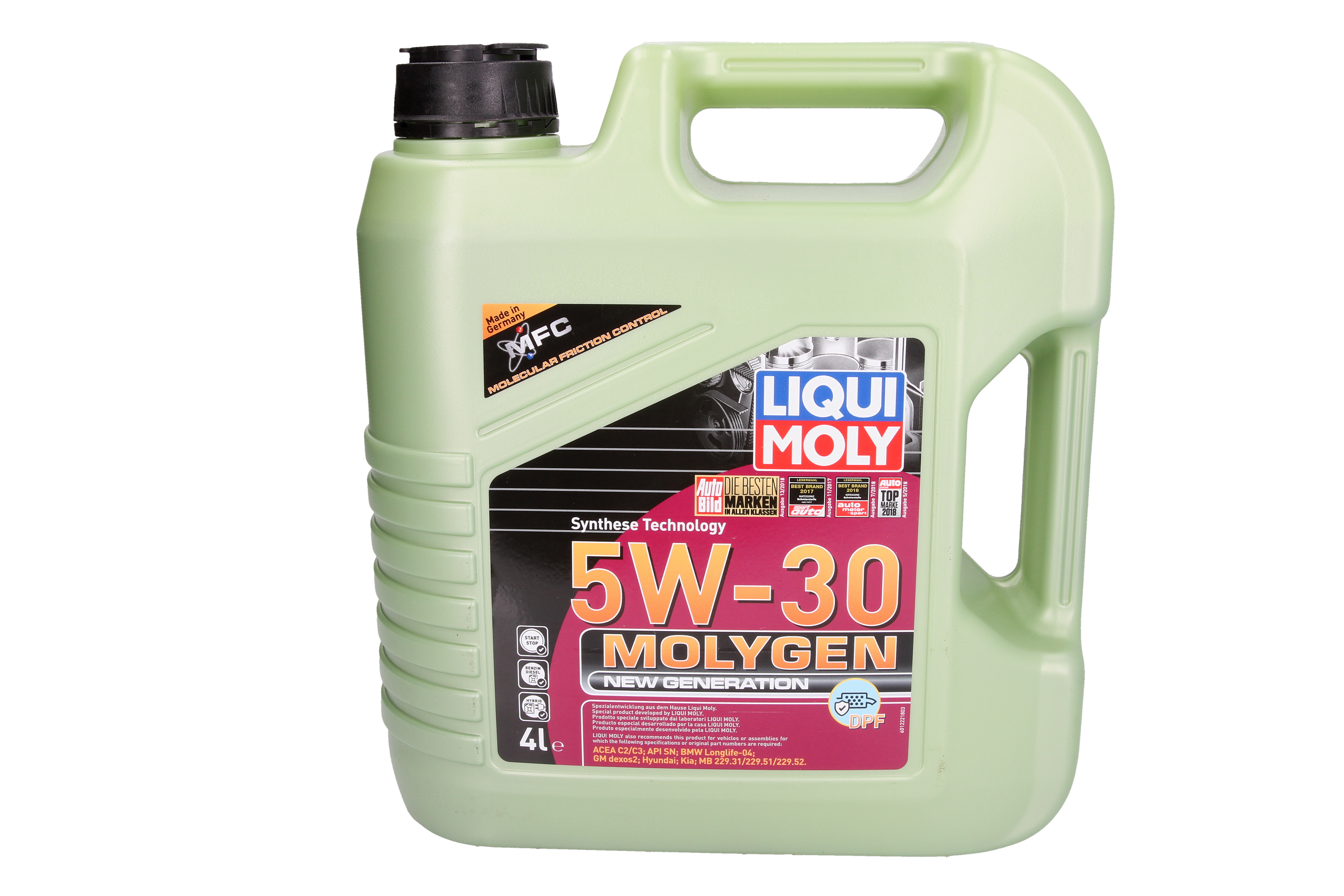 Моторна олива Molygen DPF (1L) 5W30 ,API SN, ACEA C2, C3, BMW LL-04 model up to END 2018, DEXOS 2, FIAT 9.55535 S3, FORD M2C917 A, GM LL-B-025, GWM, HAVAL, HYUNDAI, KIA, MB 229.31, MB 229.51, MB 229.5 фото 4