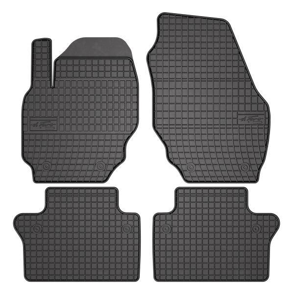 Set 5 covorase auto VOLVO S80 II (124) din 2014-2021, cu covoras tunel median, cauciuc, 4x Stickere auto cu VOLVO